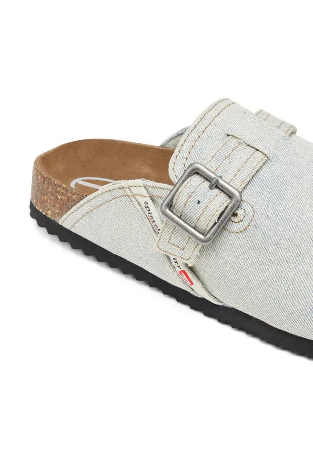D-Woodstock-Mules in faded denim Diesel