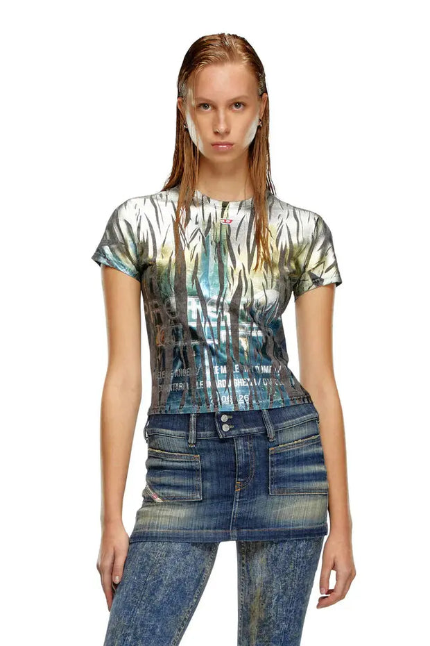 T-shirt with creased foil treatment Diesel