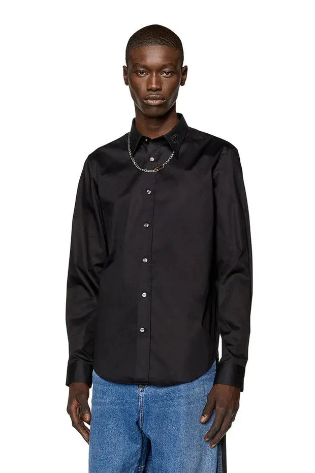 Micro-twill shirt with tonal embroidery Diesel
