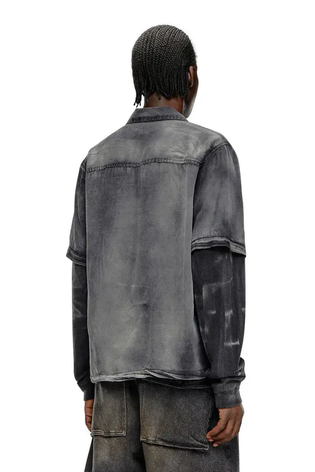 Faded bowling shirt with logo graphic Diesel