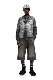 Faded bowling shirt with logo graphic Diesel