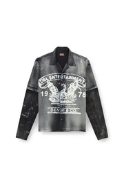 Faded bowling shirt with logo graphic Diesel