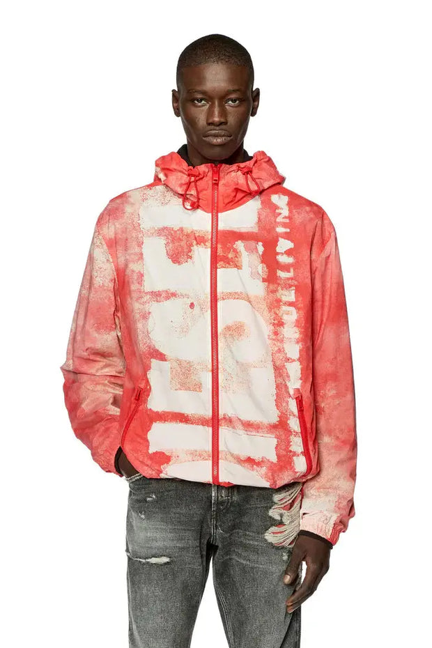 Watercolour-effect windbreaker with logo Diesel