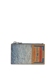 Leather card holder with denim print Diesel