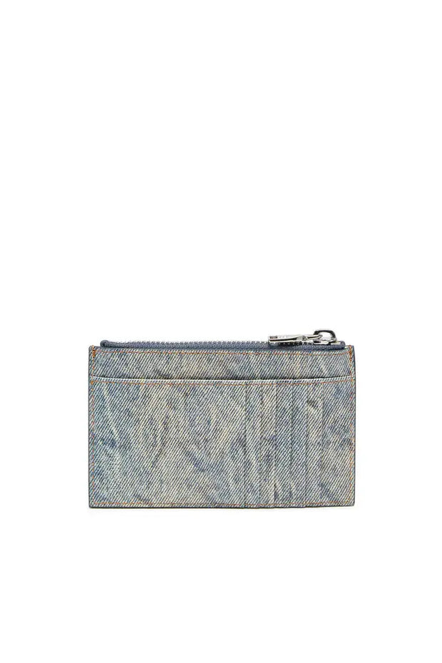 Leather card holder with denim print Diesel