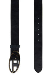 Leather belt with oxidised logo buckle Diesel