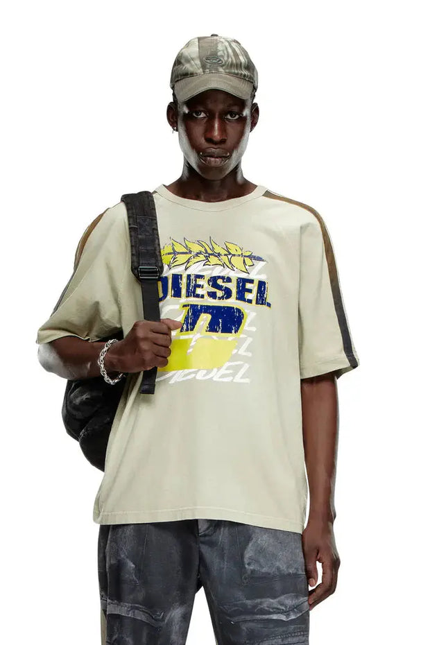Faded T-shirt with flocked logo print Diesel