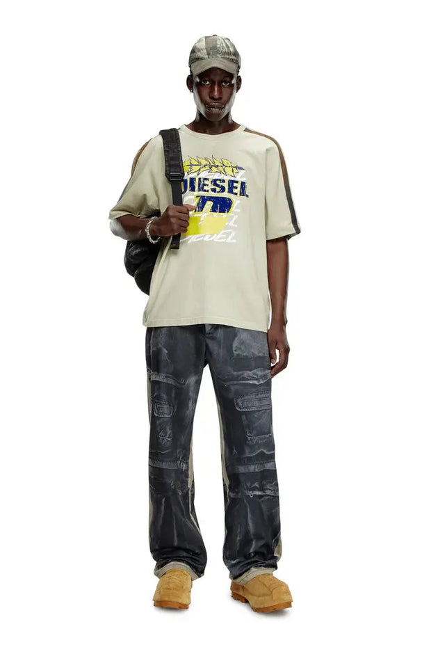 Faded T-shirt with flocked logo print Diesel