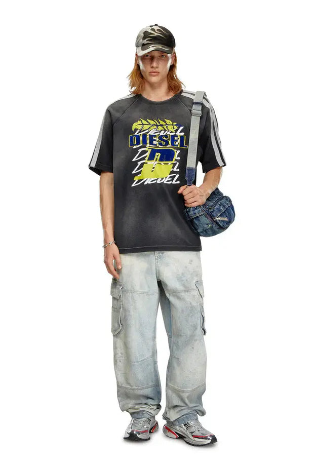 Faded T-shirt with flocked logo print Diesel