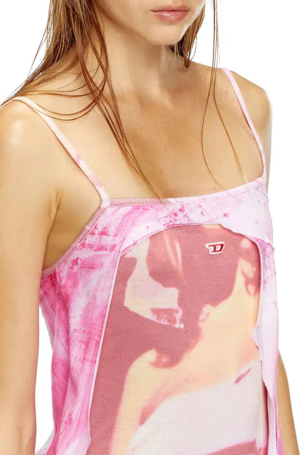 Midi dress with asymmetric overlay Diesel