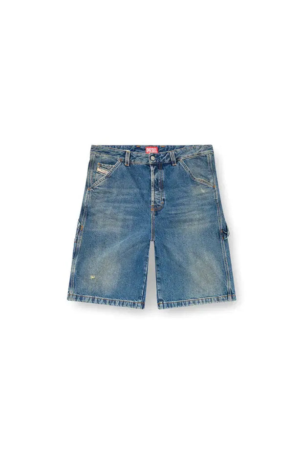 Denim utility shorts with dusty wash Diesel