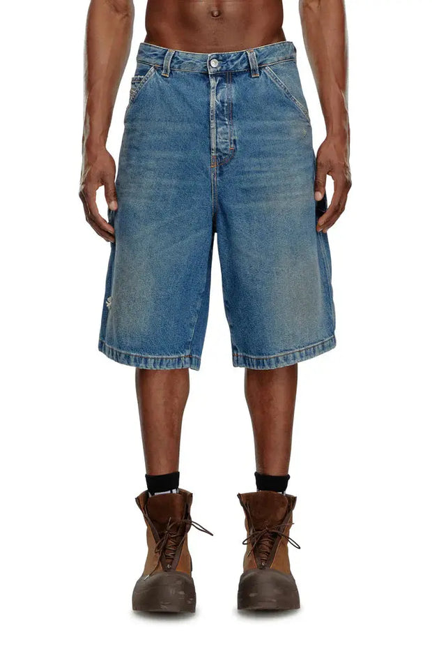 Denim utility shorts with dusty wash Diesel