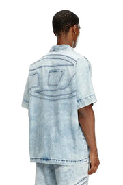 Denim bowling shirt with Oval D Diesel