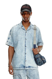Denim bowling shirt with Oval D Diesel