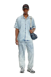 Denim bowling shirt with Oval D Diesel