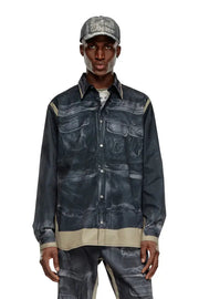 Twill shirt with trompe l'oeil print Diesel