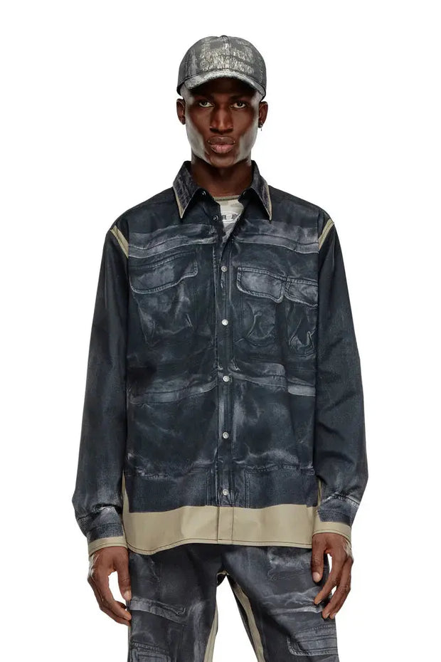 Twill shirt with trompe l'oeil print Diesel