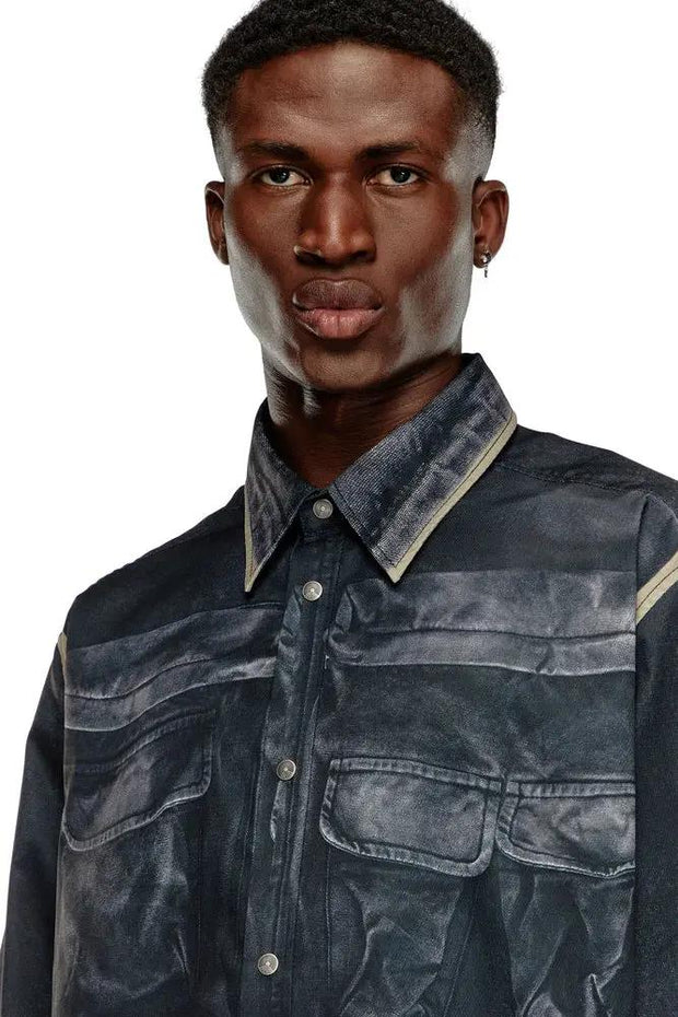 Twill shirt with trompe l'oeil print Diesel