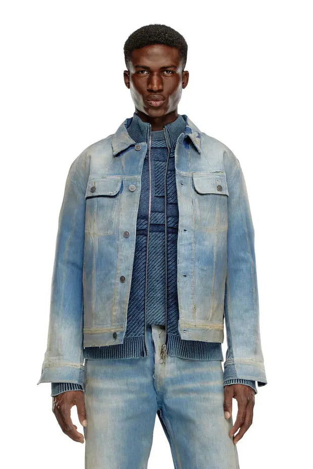 Trucker jacket in peel-off denim Diesel