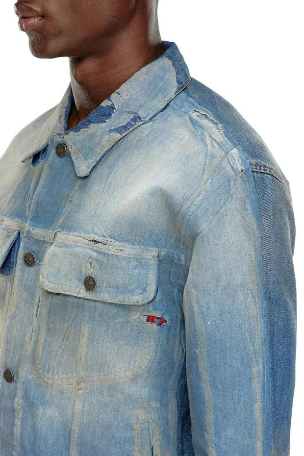 Trucker jacket in peel-off denim Diesel