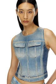 Top in peel-off denim and jersey Diesel