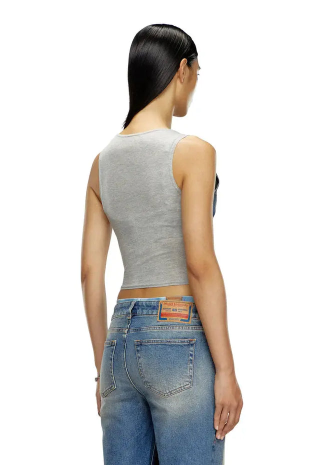 Top in peel-off denim and jersey Diesel