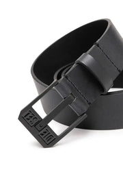 Leather Belt With Star Logo Buckle Diesel