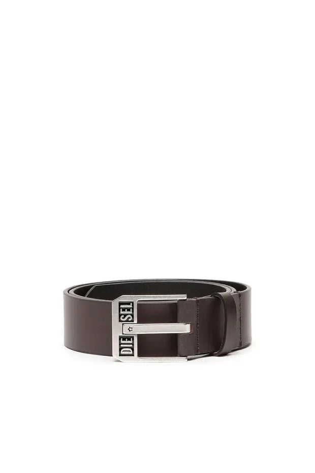Leather Belt With Star Logo Buckle Diesel