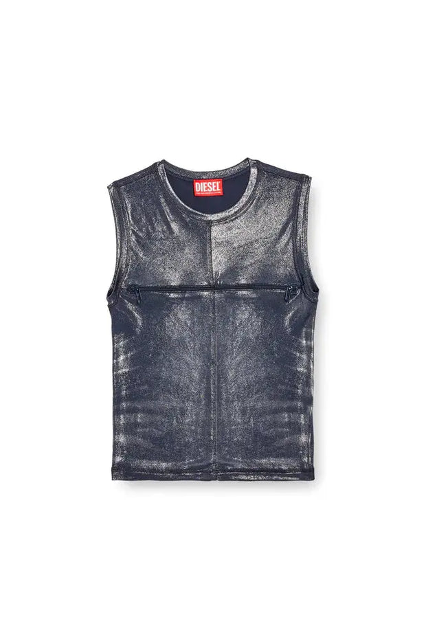 Metallic Tank Top With Chest Slit Diesel