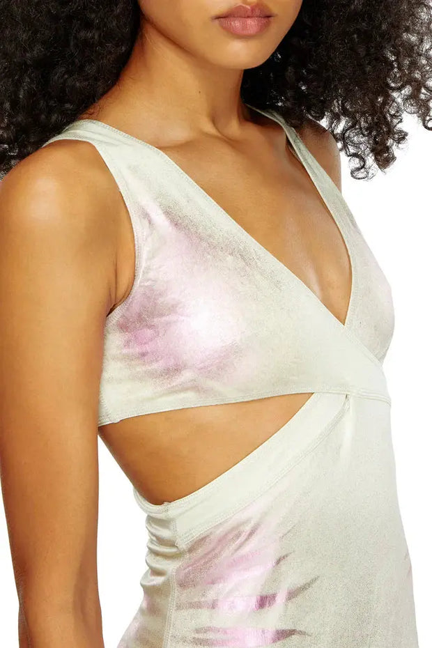 Short Cut-Out Dress In Metallic Jersey Diesel