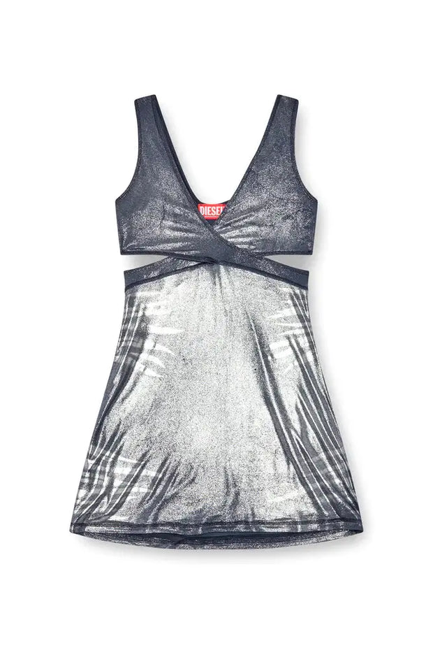 Short Cut-Out Dress In Metallic Jersey Diesel