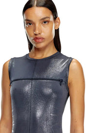Long Metallic Dress With Zip Details Diesel