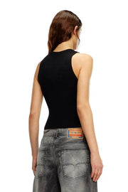Cut-Out Knit Top With Logo Plaque Diesel