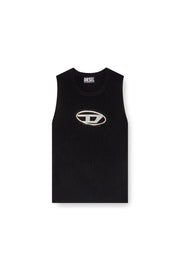 Cut-Out Knit Top With Logo Plaque Diesel