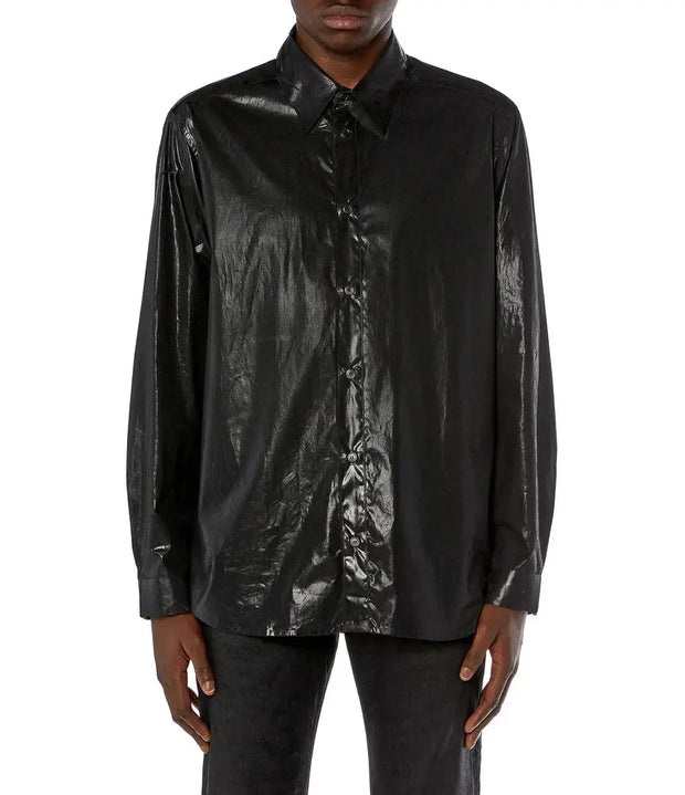 Poplin Shirt With Shiny Coated Effect Diesel