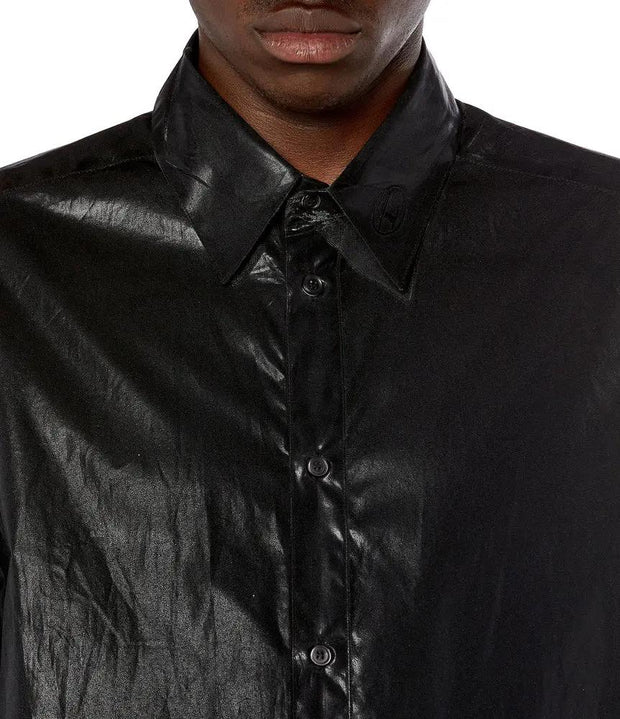 Poplin Shirt With Shiny Coated Effect Diesel