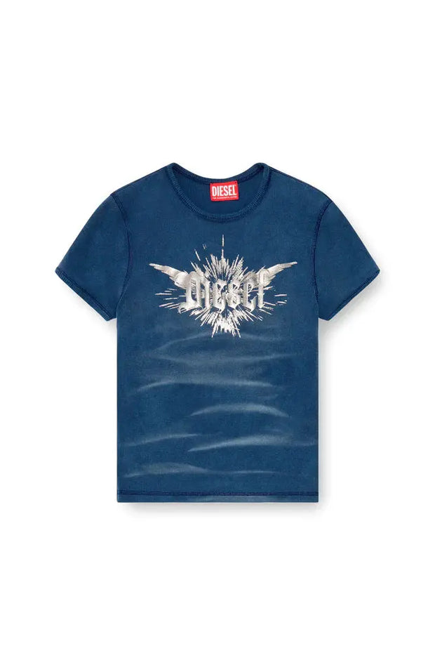 T-Shirt With Winged Diesel Foil Print Diesel
