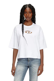 Boxy T-shirt with cut-out Oval D logo Diesel