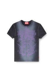 Ribbed T-Shirt With Diesel Sword Print Diesel