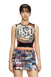 Cropped Tank Top With Fuzzy Logo Diesel