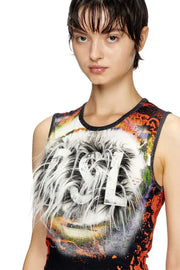 Cropped Tank Top With Fuzzy Logo Diesel