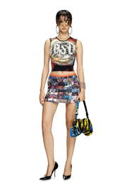 Cropped Tank Top With Fuzzy Logo Diesel