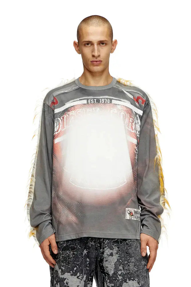 Long-Sleeve T-Shirt With  Fuzzy Trims Diesel
