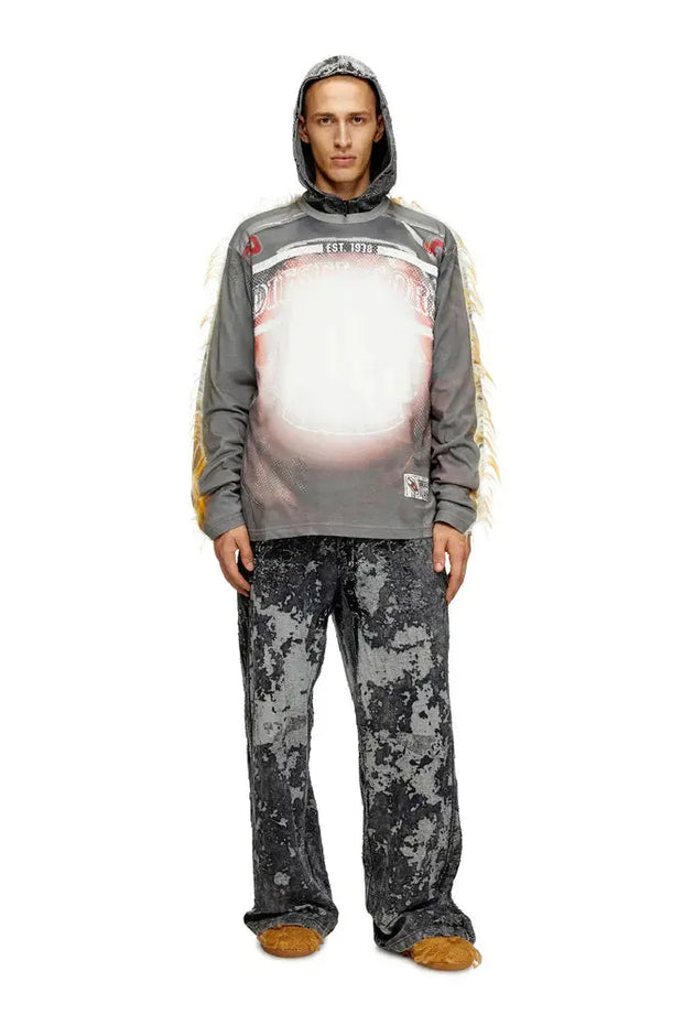 Long-Sleeve T-Shirt With  Fuzzy Trims Diesel