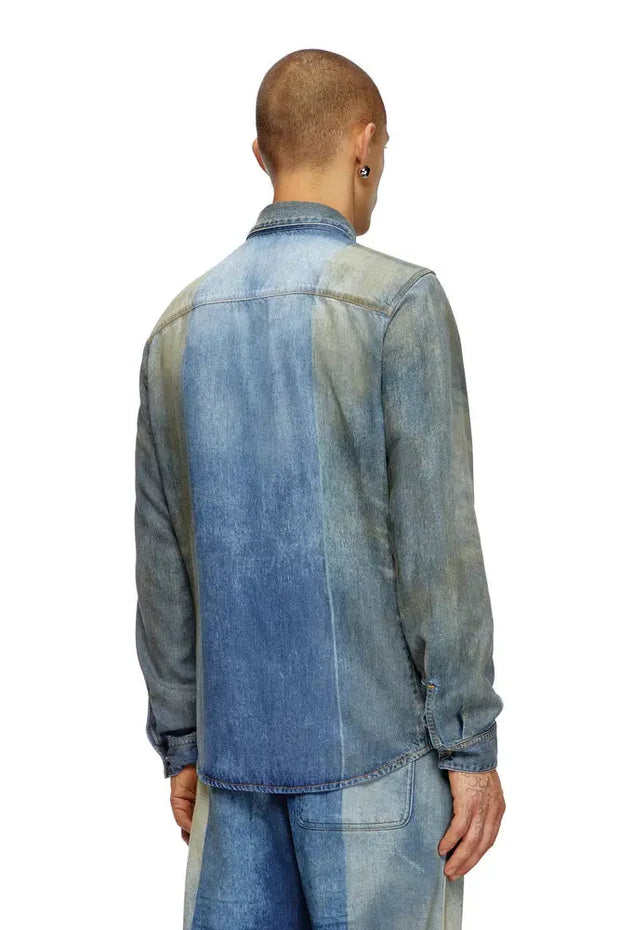 Denim Shirt With Solarised Folds Diesel