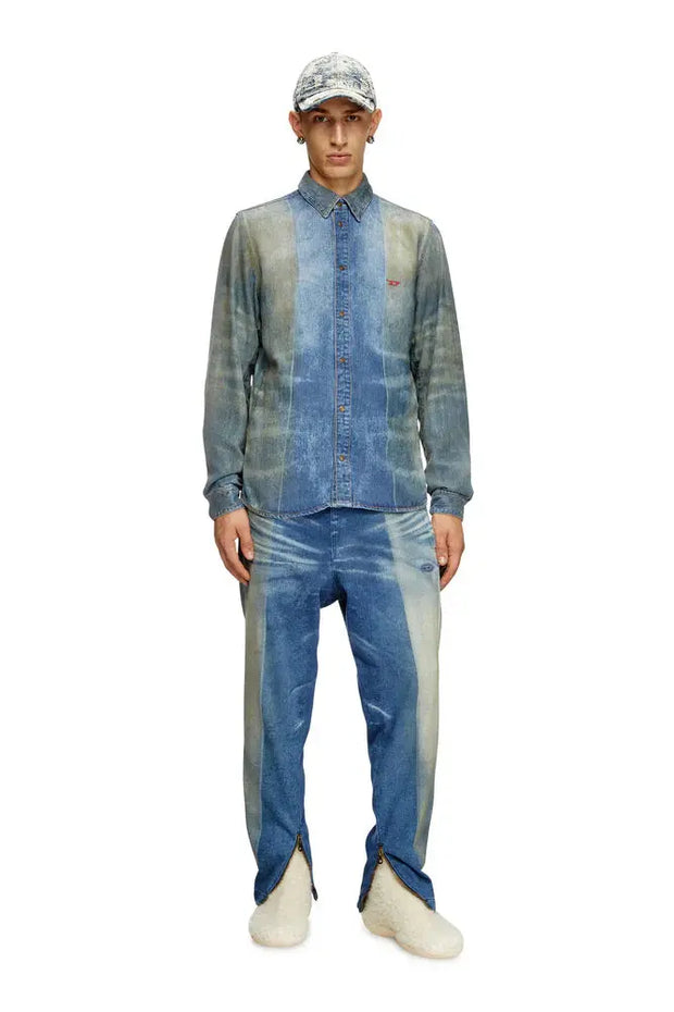 Denim Shirt With Solarised Folds Diesel
