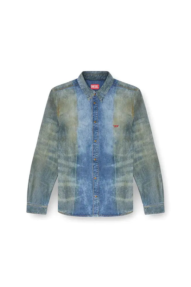 Denim Shirt With Solarised Folds Diesel