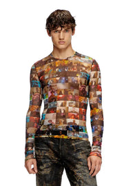 Stretch Tulle Top With Livestream Print Diesel