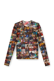 Stretch Tulle Top With Livestream Print Diesel