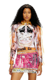 Cropped Henley Top With Fuzzy Trims Diesel